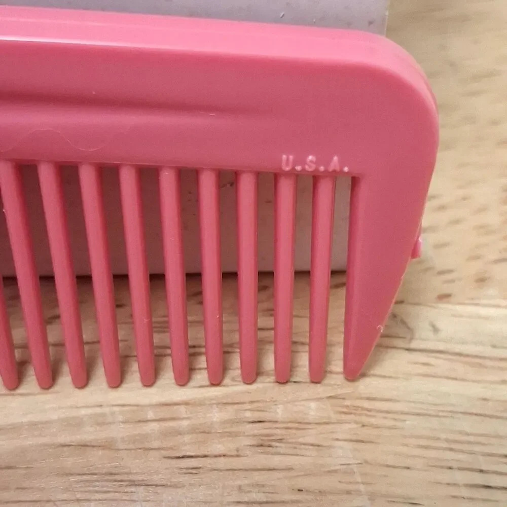 Vintage Goody USA Comb & Red Hair Combs Pink Wide Tight Teeth Unbreakable 7.5”